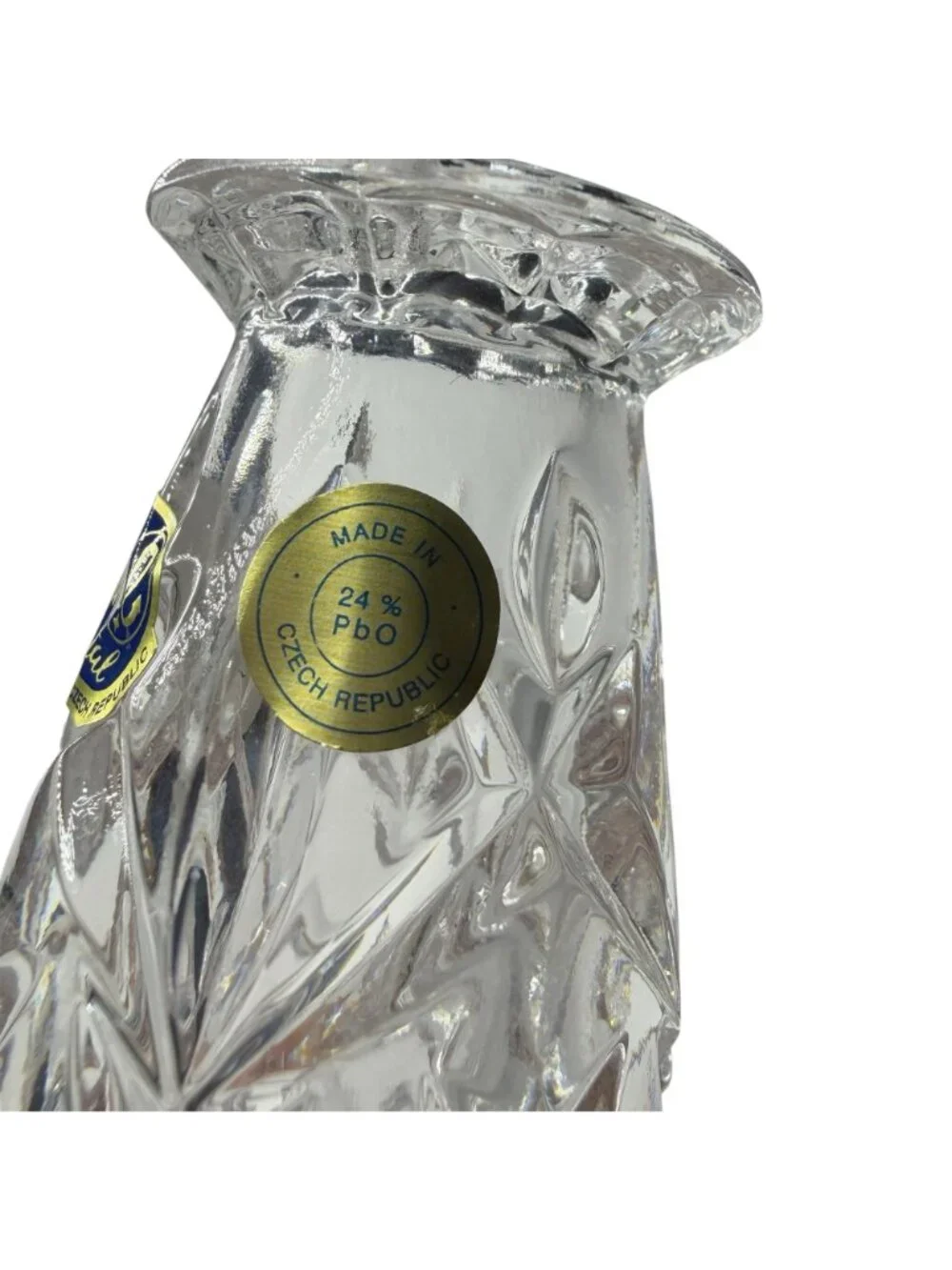 Bohemia Crystal Salt and Pepper Shakers Set Clear Lead Cut Glass Czech Republic